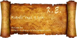 Kubányi Elek névjegykártya